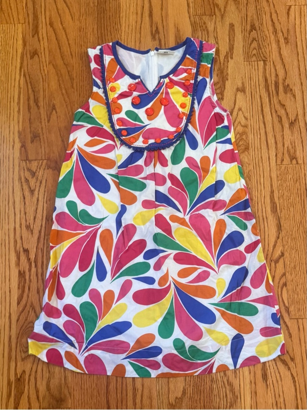 11 - 12 Y Rare Mini Boden Multicolor Petal-Print Sleeveless Sundress